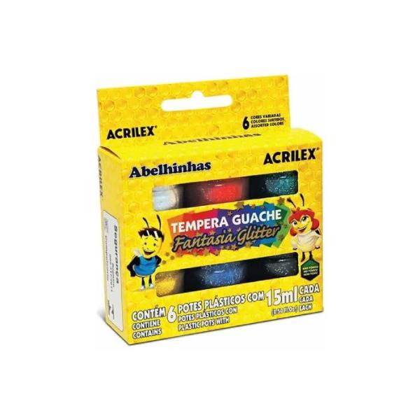 Tempera Gauche Glitter 15 ml X 6 Colores