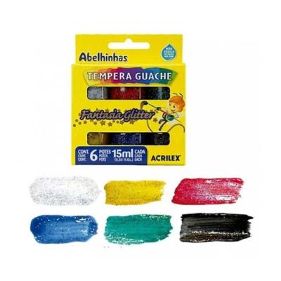 Tempera Gauche Glitter 15 ml X 6 Colores