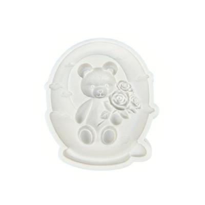 Molde De Silicona Oso Con Rosa 028N12