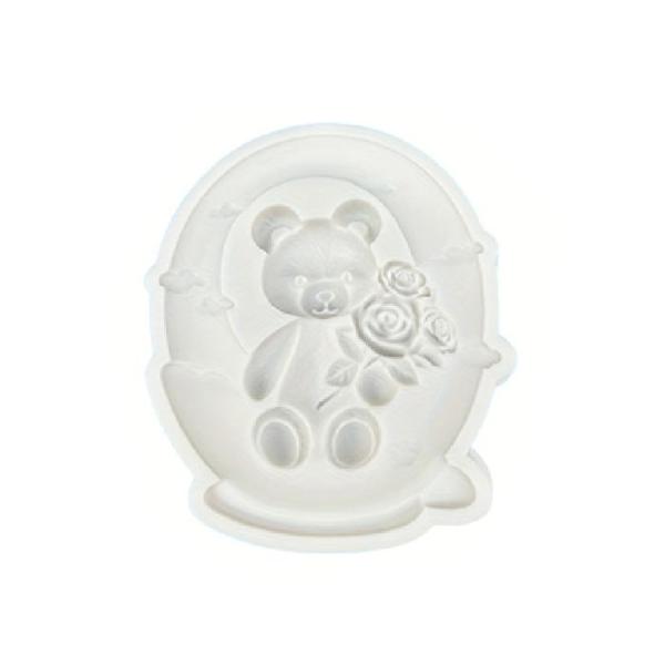 Molde De Silicona Oso Con Rosa 028N12