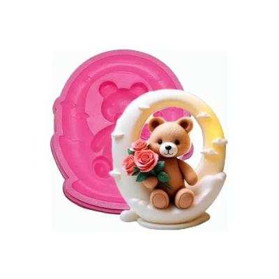 Molde De Silicona Oso Con Rosa 028N12