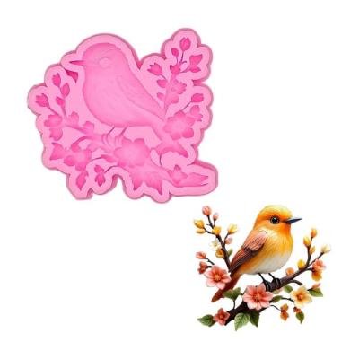 Molde De Silicona Pájaro En Rama 028H12