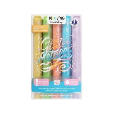 Resaltador Metálico Glitter X 5 Colores