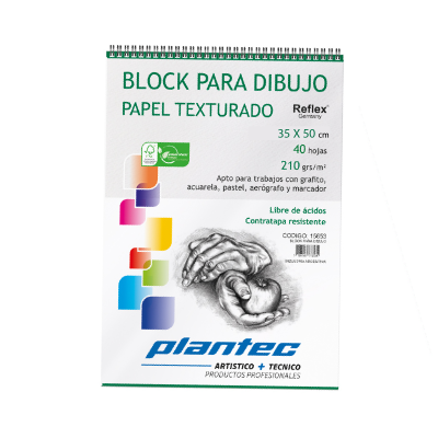 Block Anillado Papel Blanco Texturado 40 Hjs 210 Grs 35 X 50 Cm