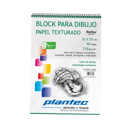 Block Anillado Papel Blanco Texturado 40 Hjs 210 Grs 35 X 50 Cm