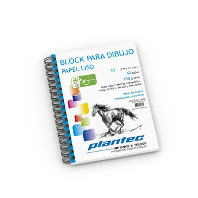 Block Anillado Papel Blanco Liso 40 Hjs 150 Grs A5