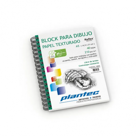Block Anillado Papel Blanco Texturado 40 Hjs 210 Grs Plantec A5