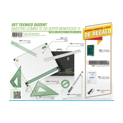 Set Técnico (12655) Tablero 40 X 50 CM 6 Útiles + 6 De Regalo