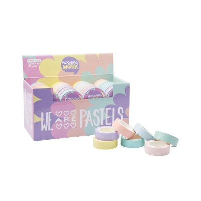 Cinta Decorativa Tape Tonos Pastel Con Glitter