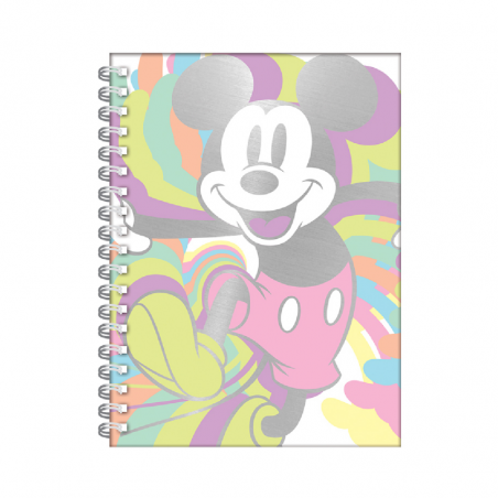 Cuaderno Tapa Dura Mickey Mouse Espiral 80 Hjs 16 X 21 Cm