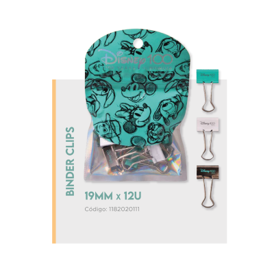 Binder Clips Disney 100 Años 19 Mm X 12 Unidades - Imagen 2