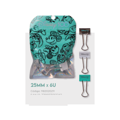 Binder Clips Disney 100 Años 25 Mm X 6 Unidades - Imagen 2