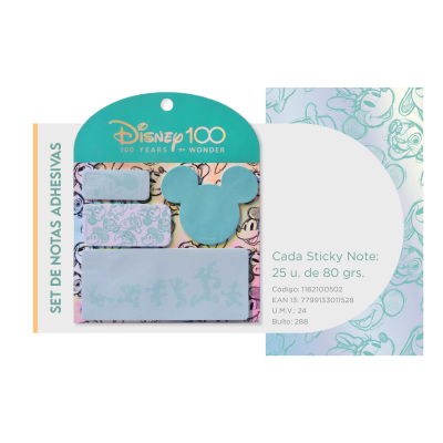 Set De Notas Adhesivas Disney 100 Años X 4 Block - Imagen 2