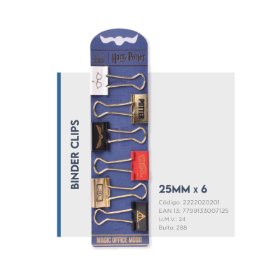 Binder Clips Harry Potter 25 Mm X 6 Unidades - Imagen 2