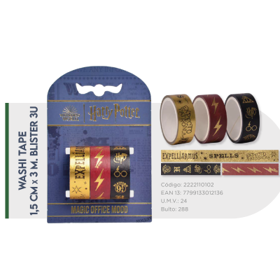 Cinta Washi Tape Harry Potter Blíster X 3 Unidades - Imagen 2