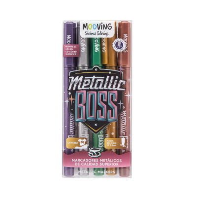 Marcador Metallic Boss X 5 Colores
