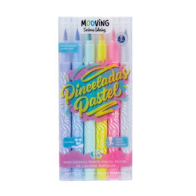 Marcador Pinceladas Pastel Punta Pincel X 6 Colores