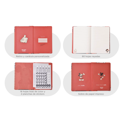 Mooving Notes Tapa Dura Mickey Mouse  96 Hjs 90 Grs A5 - Imagen 2