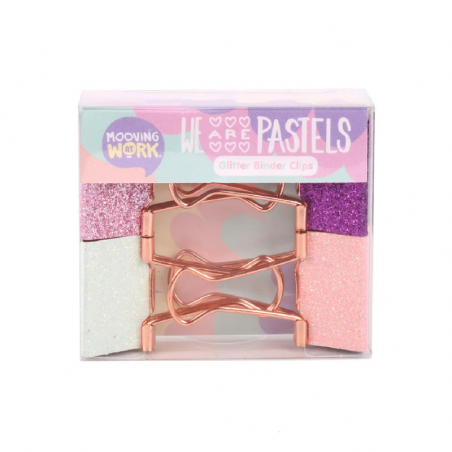 Binder Clips Glitter Pastel 33 Mm X 4 Colores