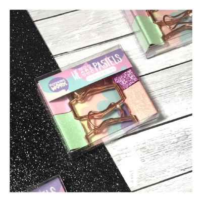 Binder Clips Glitter Pastel 33 Mm X 4 Colores - Imagen 2