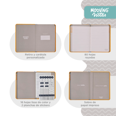 Mooving Notes Tapa Dura Rayados 96 Hjs 90 Grs A6 - Imagen 2