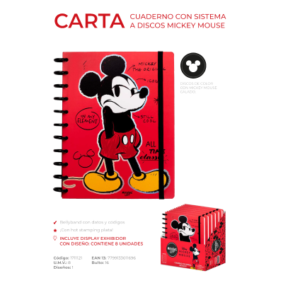 Cuaderno Inteligente A Discos Mickey Mouse 80 Hjs 90 Grs Carta - Imagen 2