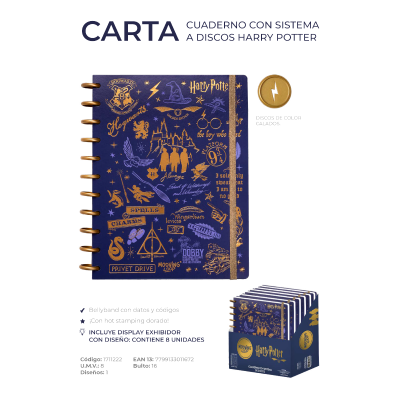 Cuaderno Inteligente A Discos Harry Potter 80 Hjs 90 Grs Carta - Imagen 2