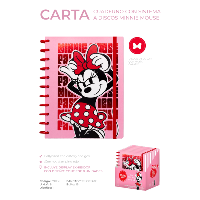 Cuaderno Inteligente A Discos Minnie Mouse 80 Hjs 90 Grs Carta - Imagen 2