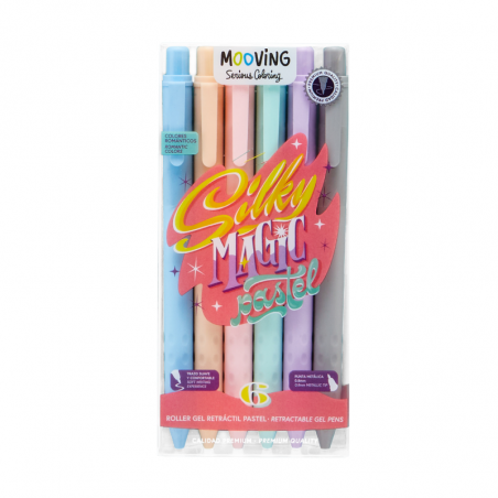 Roller Silky Magic Pastel Tinta Gel Retráctil X 6 Colores