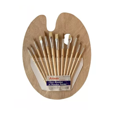 Set Paleta De Madera 24 X 30 + 12 Pinceles