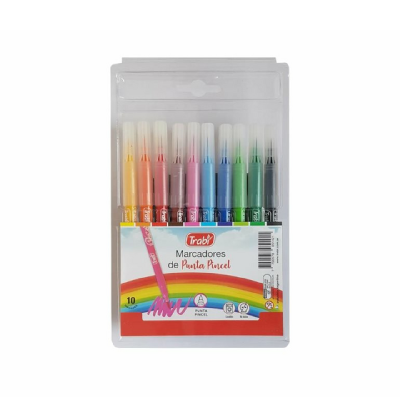 Marcador Punta Pincel X 10 Colores