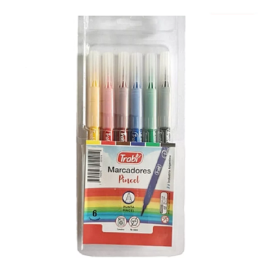 Marcador Punta Pincel X 6 Colores