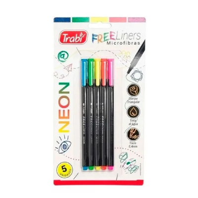 Microfibra Free Liners 0.4 Mm X 5 Colores Neón