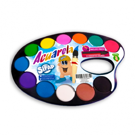 Acuarela Con Paleta X 12 Colores