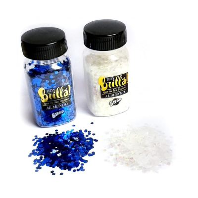 Brillantina En Pote 2 Colores Azul Y Perlado X 25 Grs