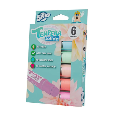 Tempera Solida Pastel X 6 Colores