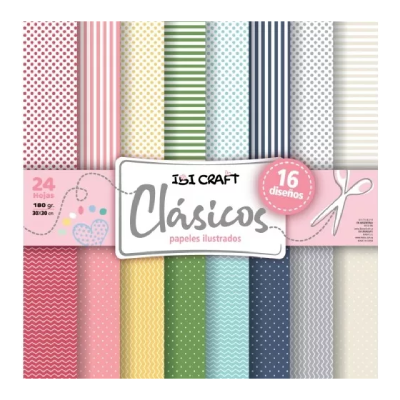 Papel Para Scrap Clásicos 24 Hjs 180 Grs 30 X 30 Cm