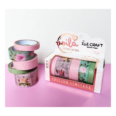 Washi Tape Box 5 Rollos 4 Mts Roses Edition - Imagen 3
