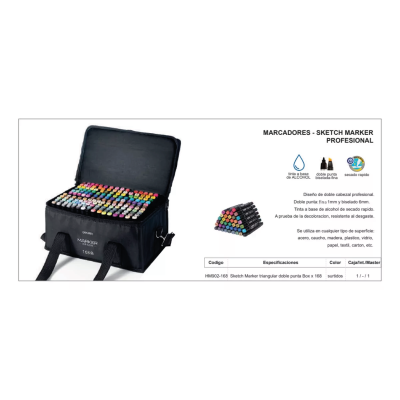 Sketch Marker Doble Punta X 168 Colores - Imagen 3