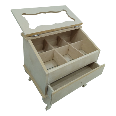 Caja De Te x 6 Con Patas Y Vidrio - Imagen 2