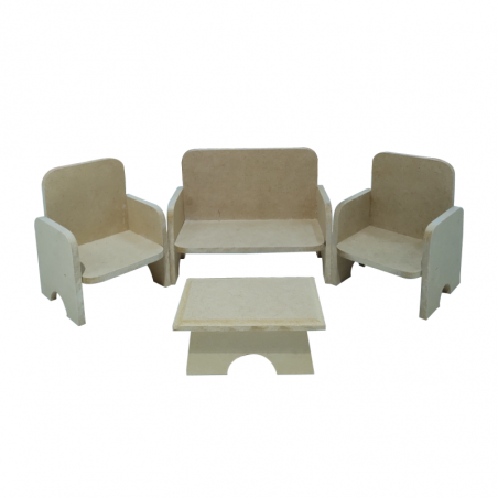 Juego De Living Recto Para Casa De Muñecas