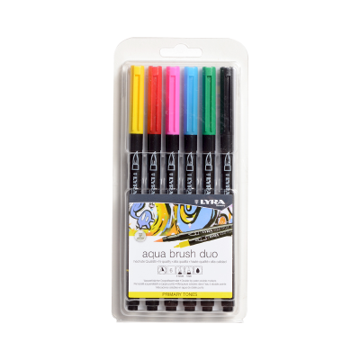 Marcador Aqua Brush Duo Primary Tones X 6