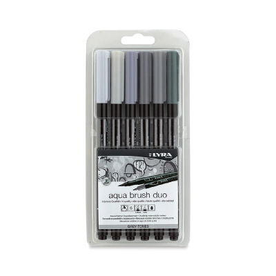 Marcador Aqua Brush Duo Grey Tones X 6