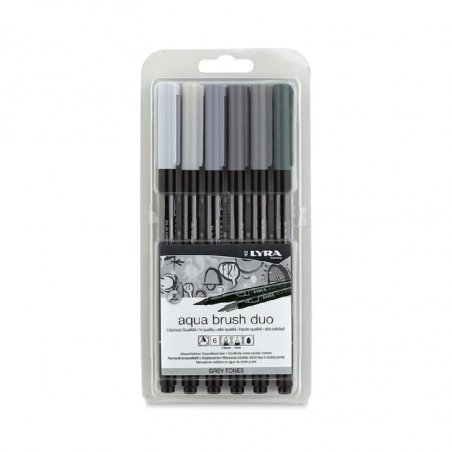 Marcador Aqua Brush Duo Grey Tones X 6