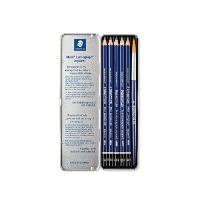 Lápiz Mars Lumograph Aquarell Lata X 5 Graduaciones - Imagen 2