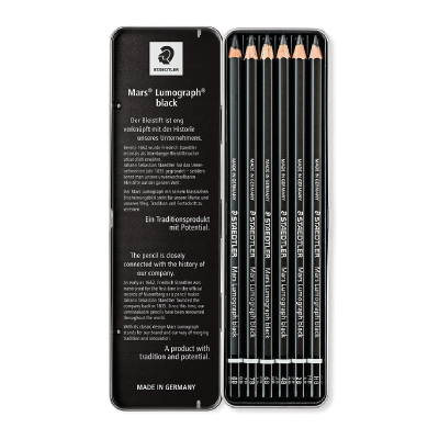 Lápiz Mars Lumograph Black Lata X 6 Graduaciones - Imagen 2