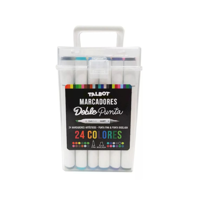 Marcador Doble Punta Valija X 24 Colores