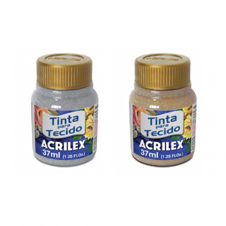 Pintura Para Tela Glitter Plata Y Oro X 37 Ml