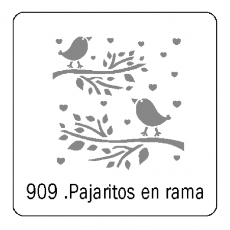 Stencil Pajaritos En Rama (909) 15 X 15 Cm