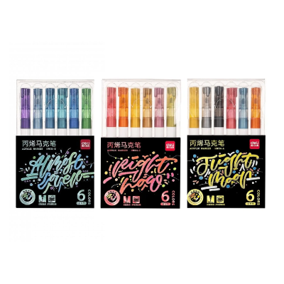 Marcador Acrílico Glitter X 6 Colores